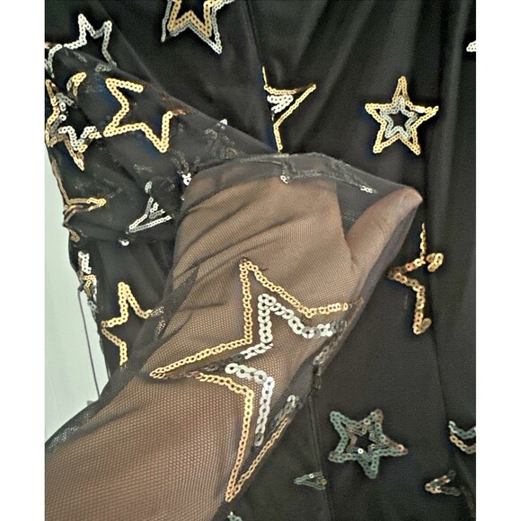 Vince Camuto Women's Sequined Stars Mesh Bodycon Dress Cocktail Party Black 10 - Picture 12 of 12